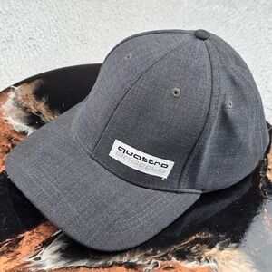 Audi Quattro Hat Mens OSFM Gray Snapback Automotive Racing Cap ACM4501